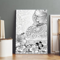 Hawaii Hibiscus With White Polynesian Pattern Canvas Wall Art
