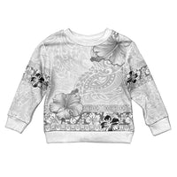 Hawaii Hibiscus With White Polynesian Pattern Kid Ugly Christmas Sweater
