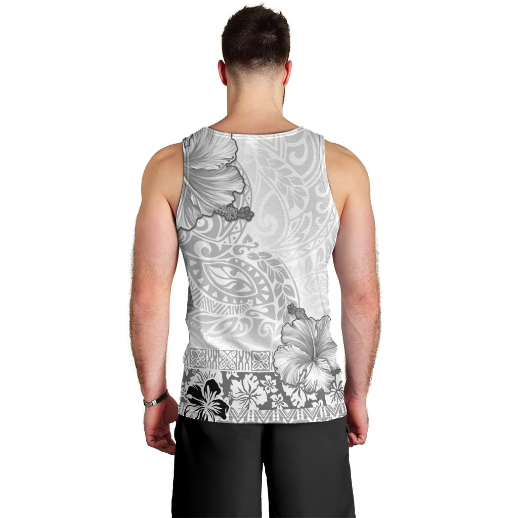 Hawaii Hibiscus With White Polynesian Pattern Men Tank Top
