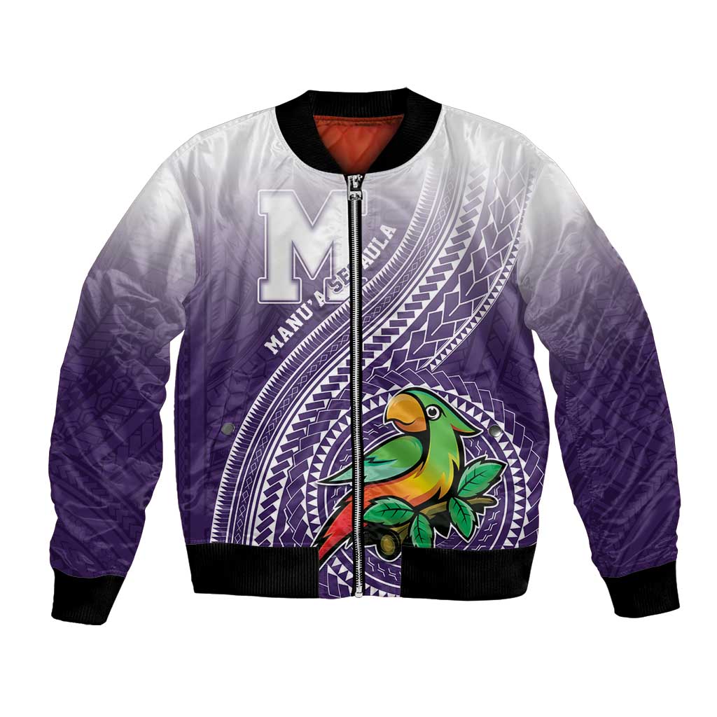 Personalized Manua High School Bomber Jacket Polynesian Tribal Pattern