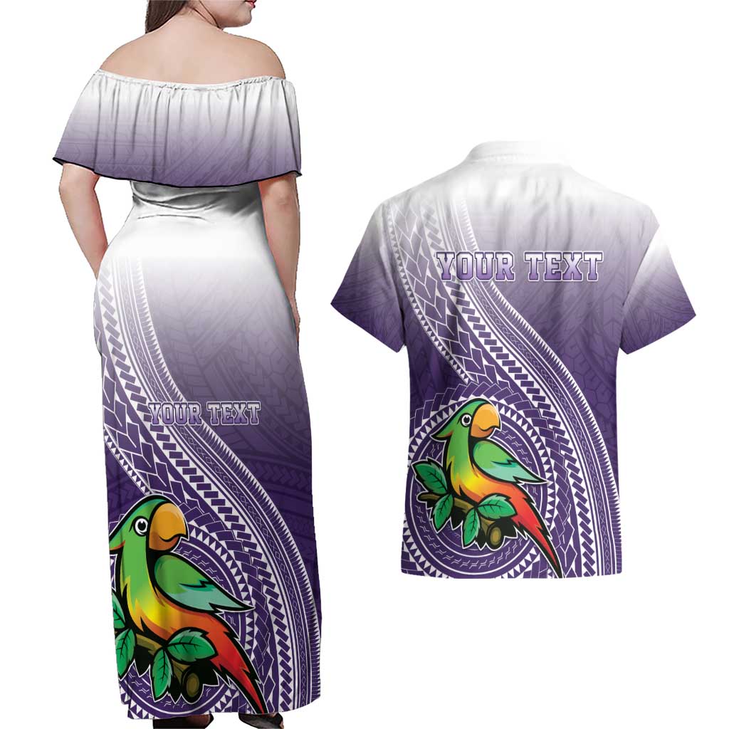 Personalized Manua High School Couples Matching Off Shoulder Maxi Dress and Hawaiian Shirt Polynesian Tribal Pattern