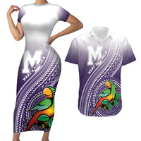 Personalized Manua High School Couples Matching Short Sleeve Bodycon Dress and Hawaiian Shirt Polynesian Tribal Pattern