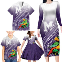 Personalized Manua High School Family Matching Long Sleeve Bodycon Dress and Hawaiian Shirt Polynesian Tribal Pattern