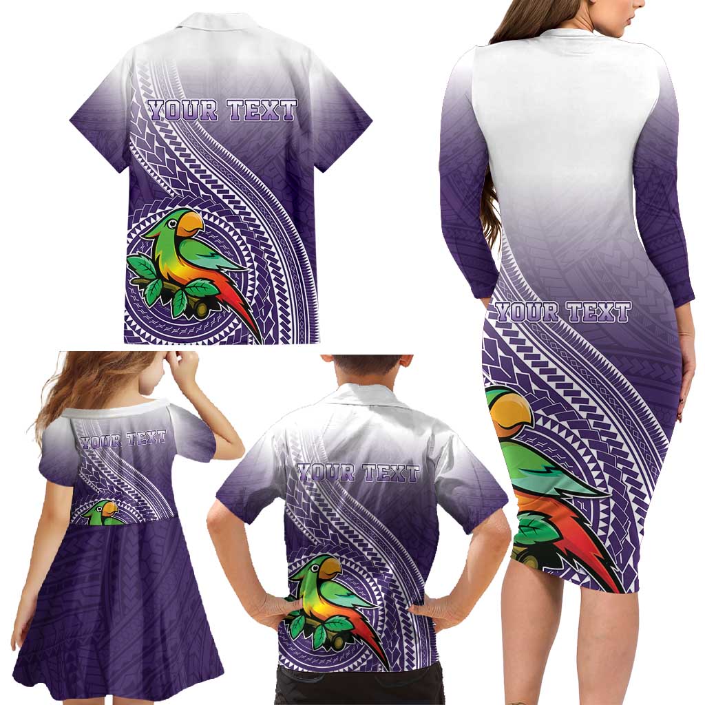 Personalized Manua High School Family Matching Long Sleeve Bodycon Dress and Hawaiian Shirt Polynesian Tribal Pattern