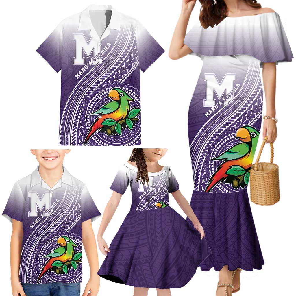 Personalized Manua High School Family Matching Mermaid Dress and Hawaiian Shirt Polynesian Tribal Pattern