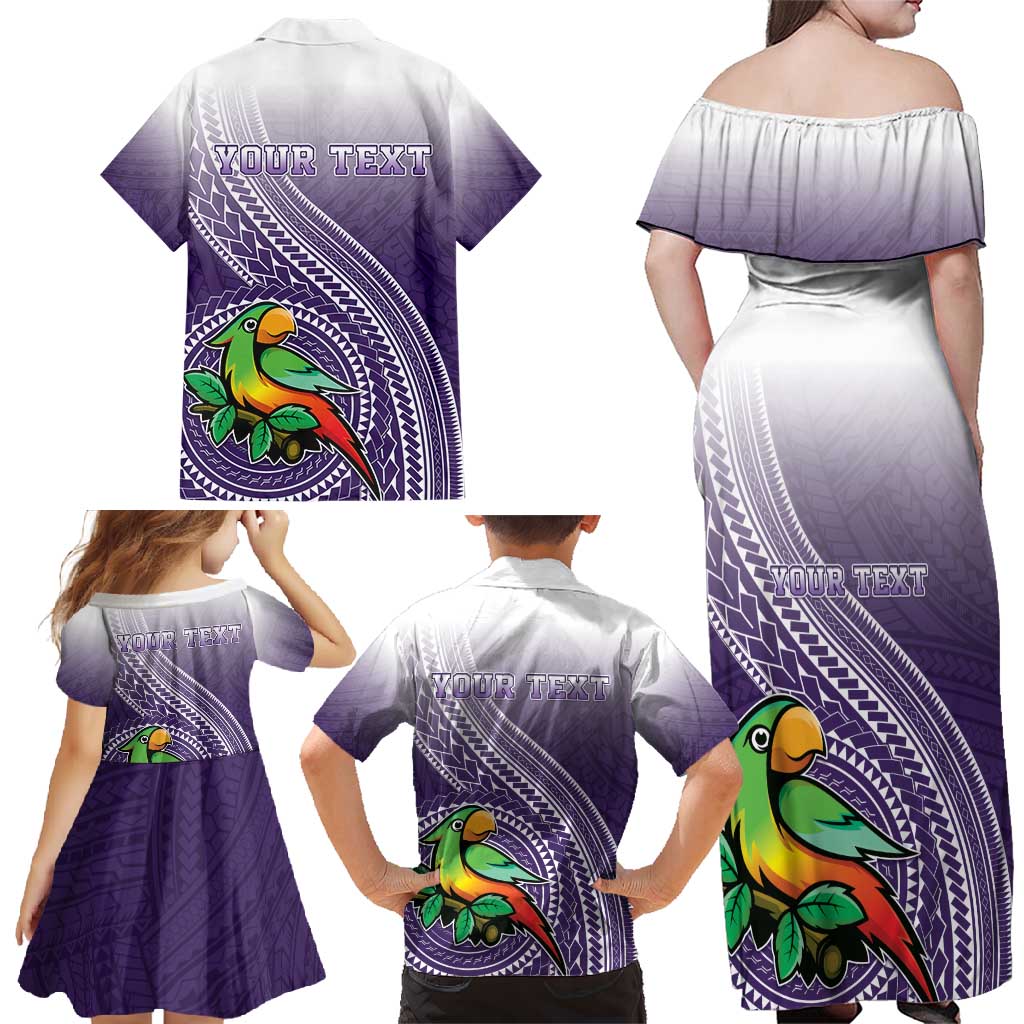 Personalized Manua High School Family Matching Off Shoulder Maxi Dress and Hawaiian Shirt Polynesian Tribal Pattern