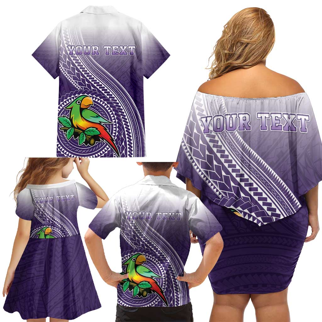Personalized Manua High School Family Matching Off Shoulder Short Dress and Hawaiian Shirt Polynesian Tribal Pattern
