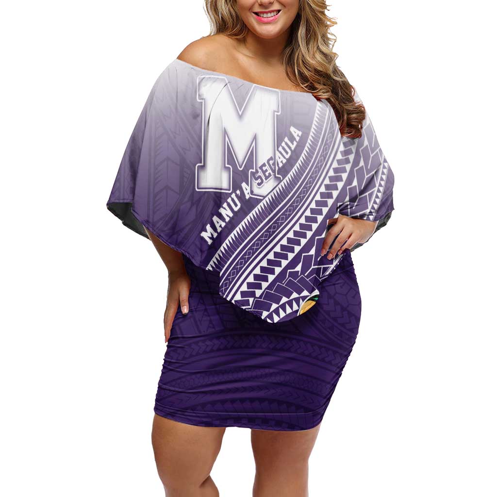 Personalized Manua High School Family Matching Off Shoulder Short Dress and Hawaiian Shirt Polynesian Tribal Pattern