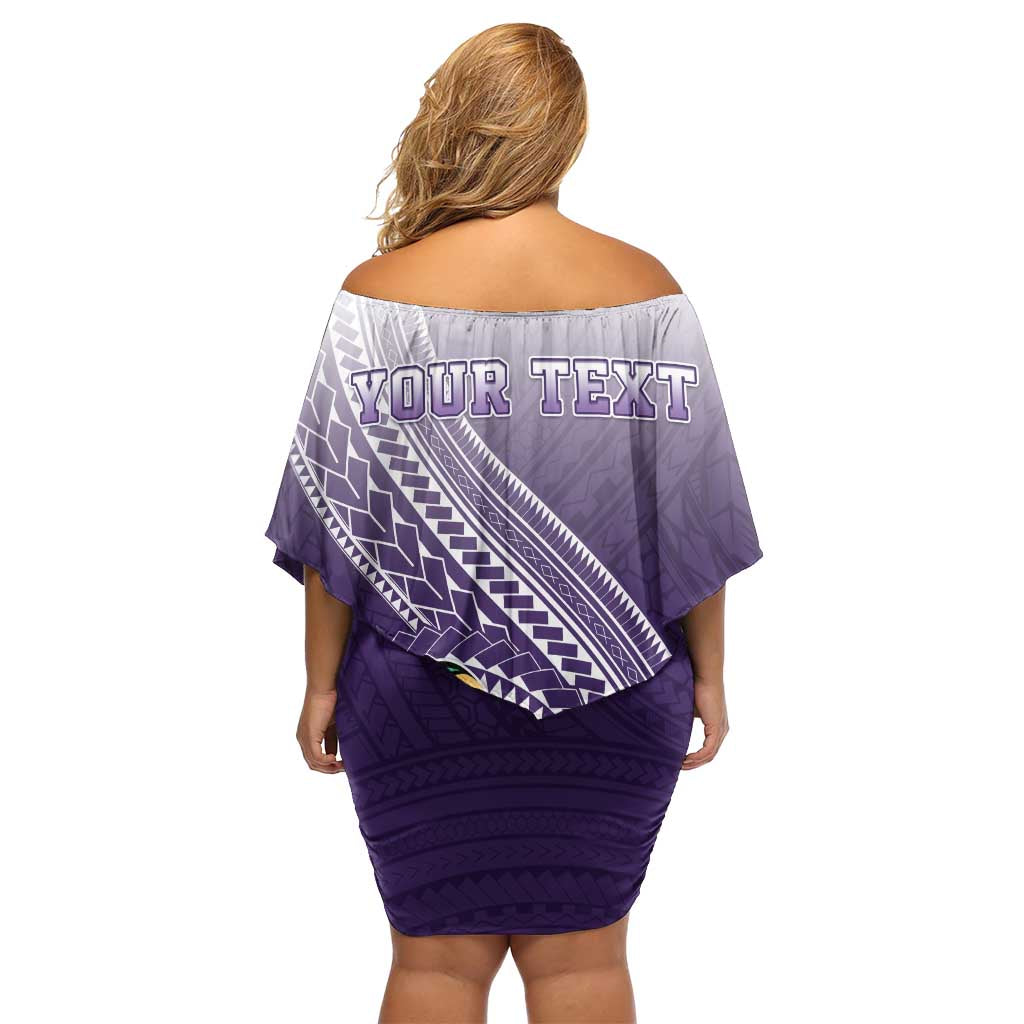 Personalized Manua High School Family Matching Off Shoulder Short Dress and Hawaiian Shirt Polynesian Tribal Pattern