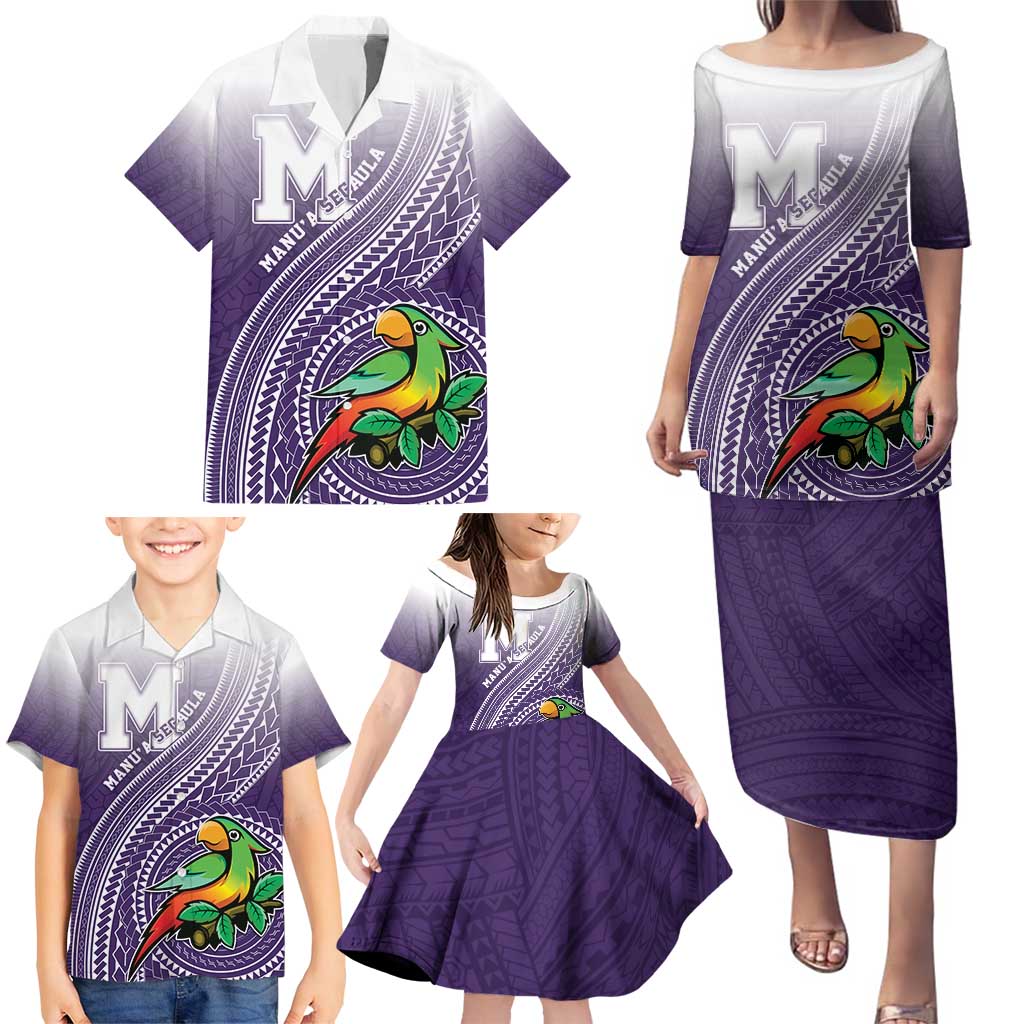 Personalized Manua High School Family Matching Puletasi and Hawaiian Shirt Polynesian Tribal Pattern