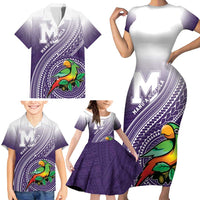 Personalized Manua High School Family Matching Short Sleeve Bodycon Dress and Hawaiian Shirt Polynesian Tribal Pattern