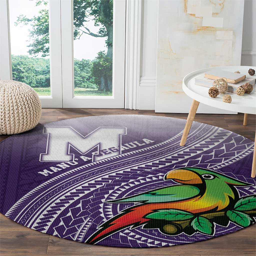 Manua High School Round Carpet Polynesian Tribal Pattern