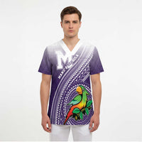 Personalized Manua High School Scrub Top Polynesian Tribal Pattern - Polynesian Pride