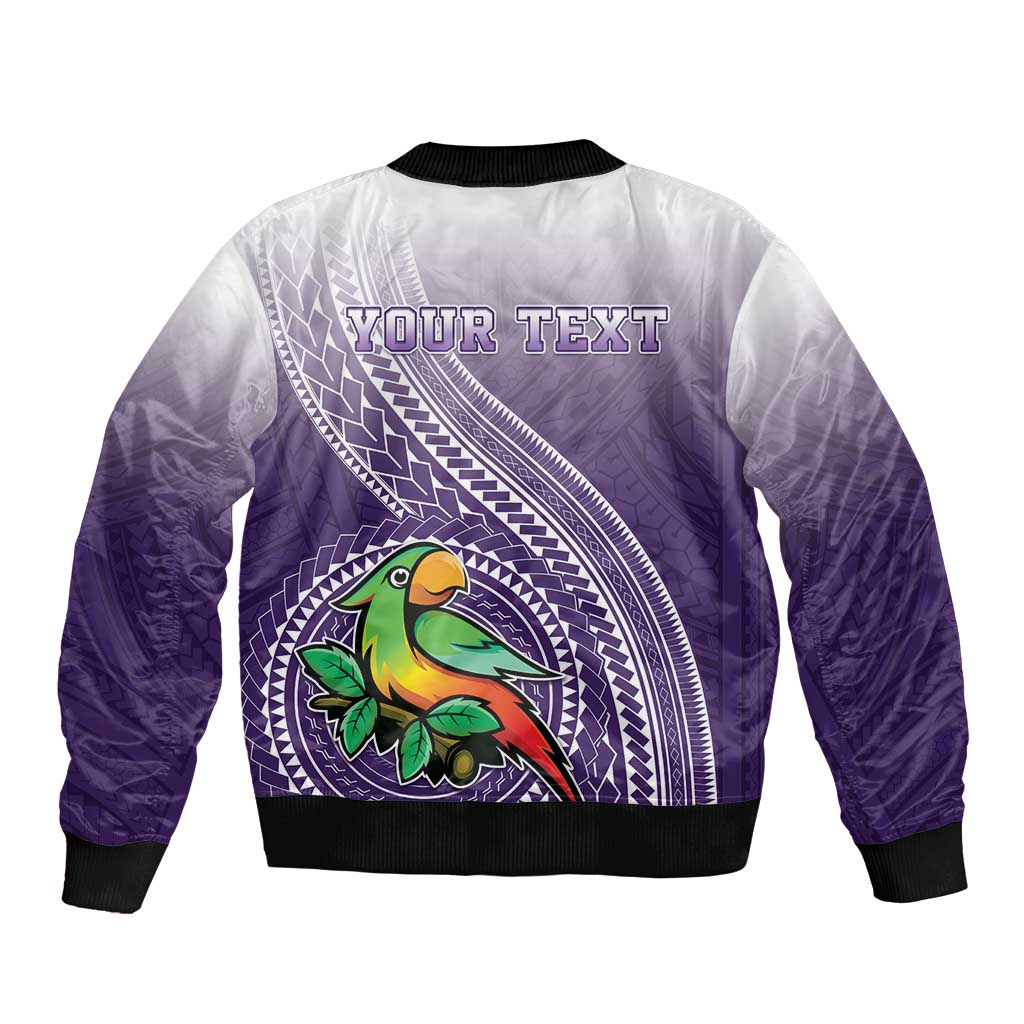 Personalized Manua High School Sleeve Zip Bomber Jacket Polynesian Tribal Pattern