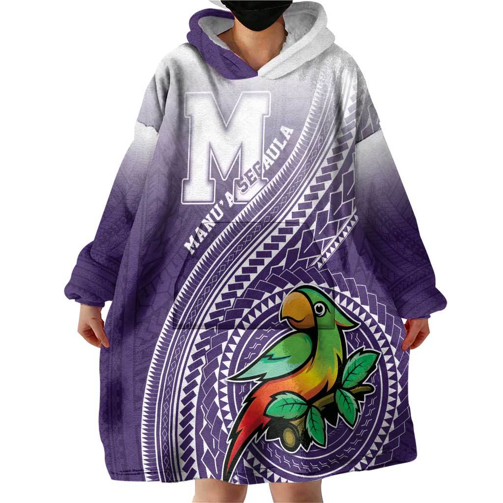 Personalized Manua High School Wearable Blanket Hoodie Polynesian Tribal Pattern