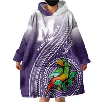 Personalized Manua High School Wearable Blanket Hoodie Polynesian Tribal Pattern