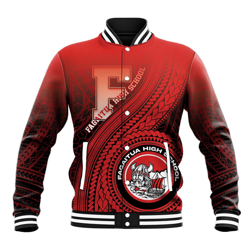 Personalized Fagaitua High School Baseball Jacket Polynesian Tribal Pattern LT05 Unisex Red - Polynesian Pride
