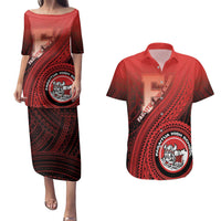 Personalized Fagaitua High School Couples Matching Puletasi and Hawaiian Shirt Polynesian Tribal Pattern