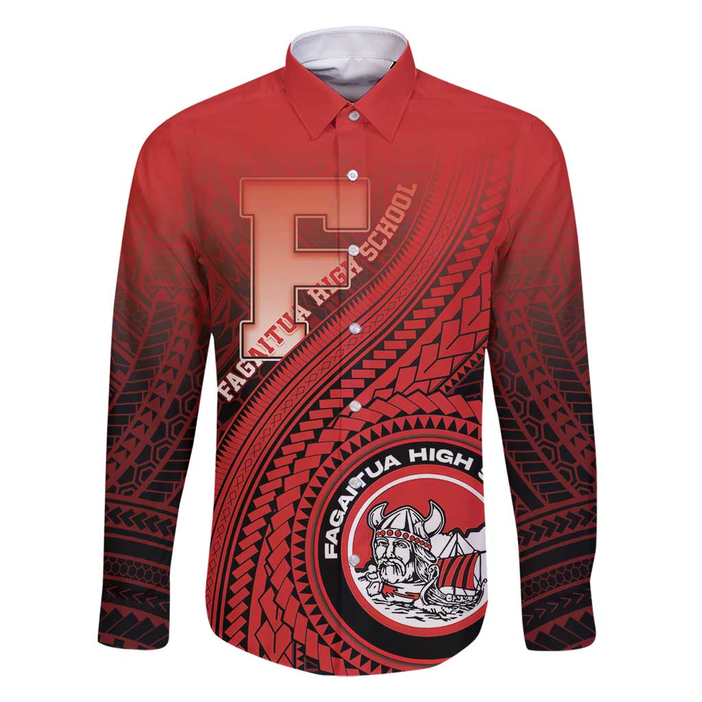 Personalized Fagaitua High School Family Matching Long Sleeve Bodycon Dress and Hawaiian Shirt Polynesian Tribal Pattern