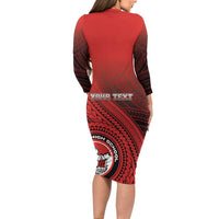 Personalized Fagaitua High School Family Matching Long Sleeve Bodycon Dress and Hawaiian Shirt Polynesian Tribal Pattern