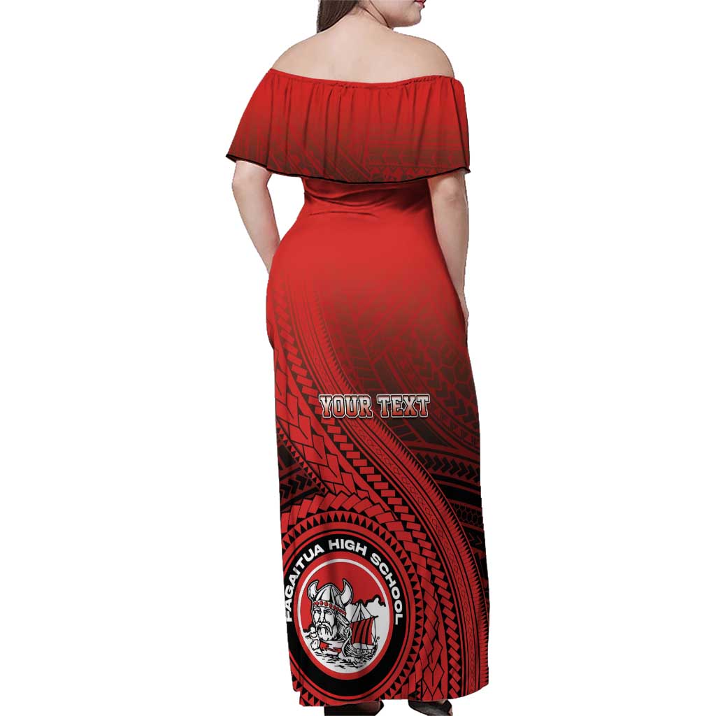 Personalized Fagaitua High School Family Matching Off Shoulder Maxi Dress and Hawaiian Shirt Polynesian Tribal Pattern