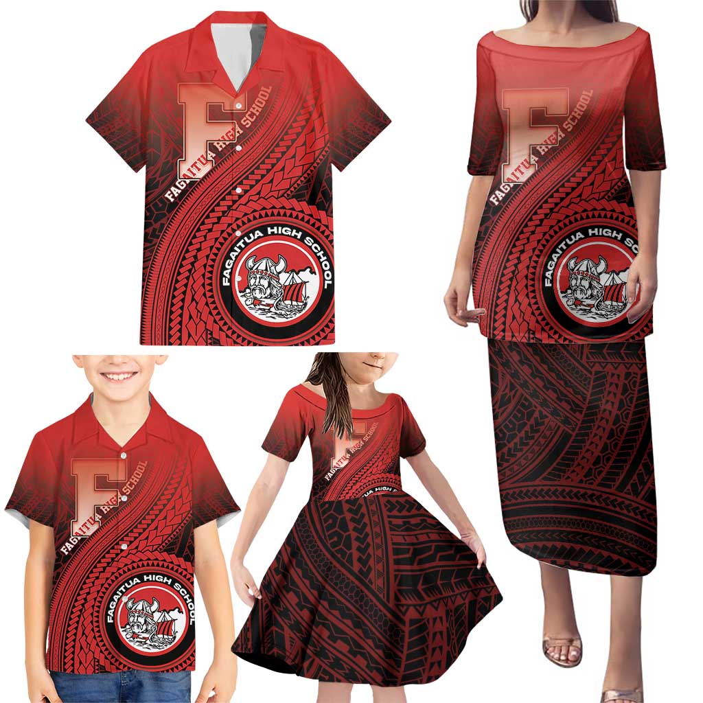 Personalized Fagaitua High School Family Matching Puletasi and Hawaiian Shirt Polynesian Tribal Pattern