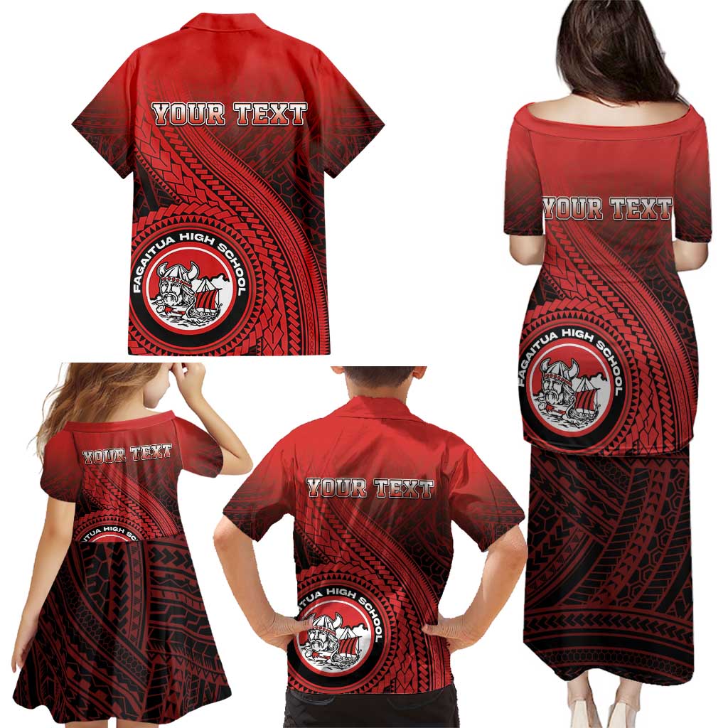 Personalized Fagaitua High School Family Matching Puletasi and Hawaiian Shirt Polynesian Tribal Pattern