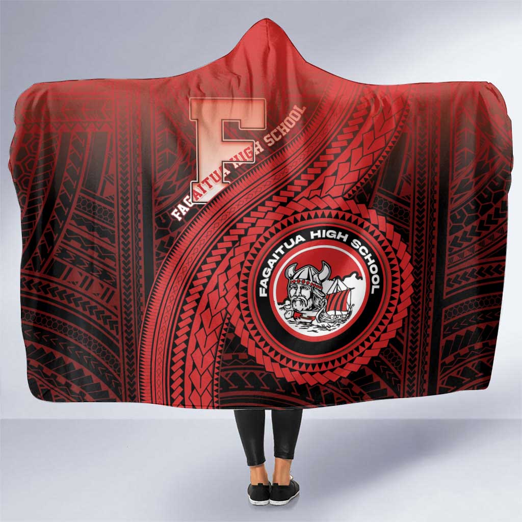 Fagaitua High School Hooded Blanket Polynesian Tribal Pattern LT05 One Size Red - Polynesian Pride