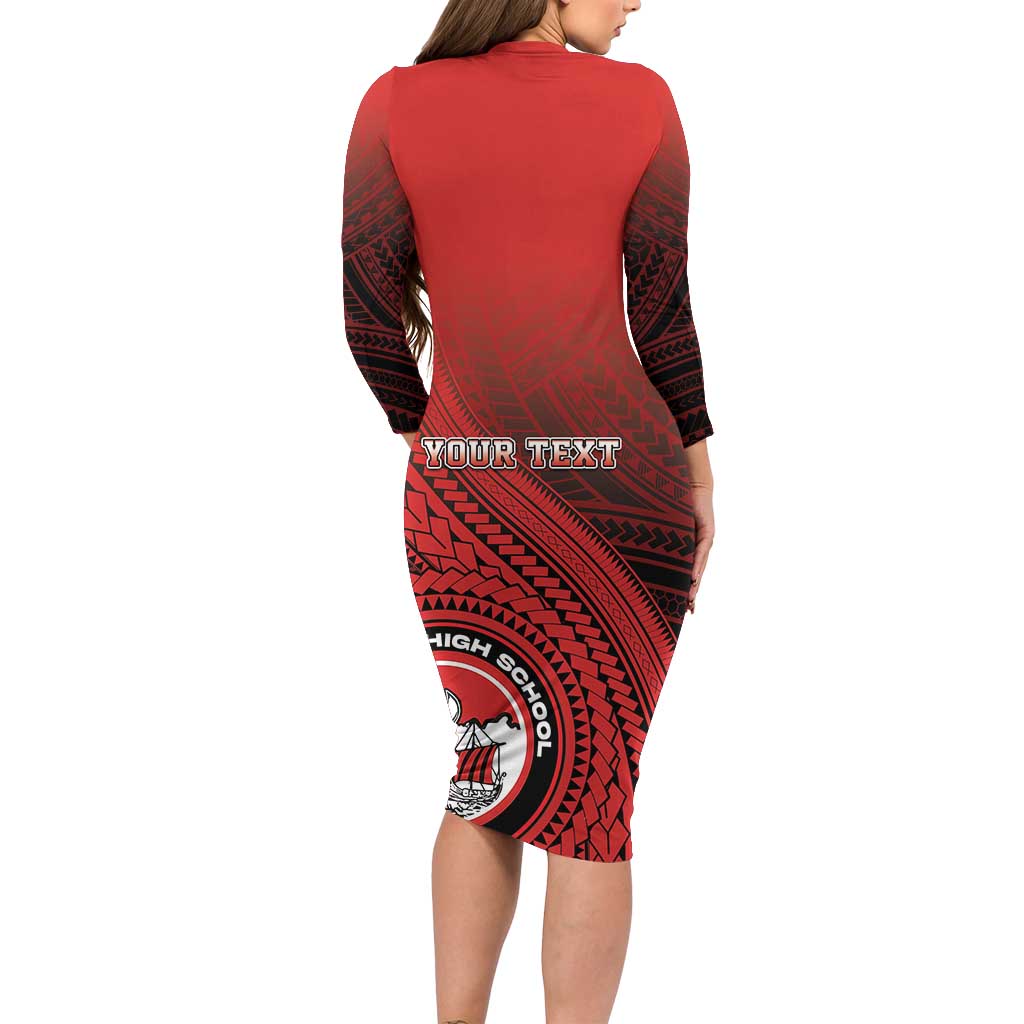 Personalized Fagaitua High School Long Sleeve Bodycon Dress Polynesian Tribal Pattern