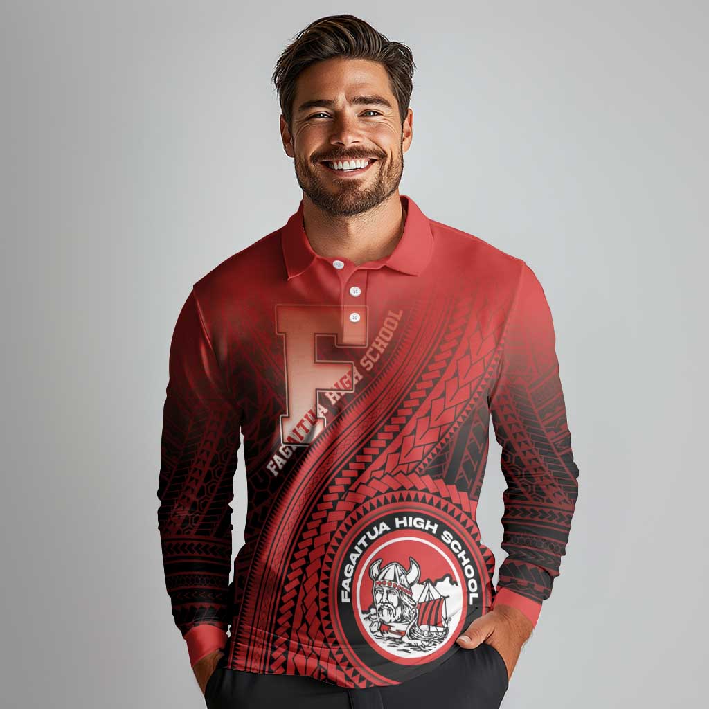 Personalized Fagaitua High School Long Sleeve Polo Shirt Polynesian Tribal Pattern LT05 - Polynesian Pride