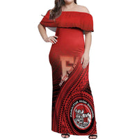 Personalized Fagaitua High School Off Shoulder Maxi Dress Polynesian Tribal Pattern LT05 Women Red - Polynesian Pride