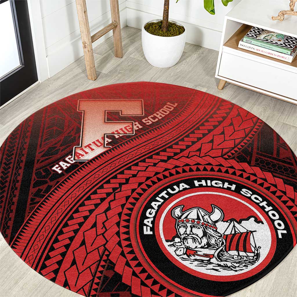Fagaitua High School Round Carpet Polynesian Tribal Pattern