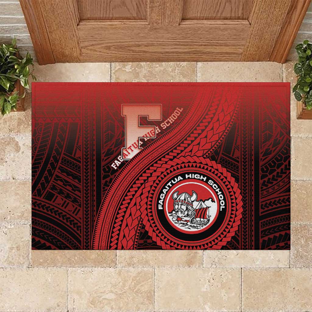 Fagaitua High School Rubber Doormat Polynesian Tribal Pattern LT05 Red - Polynesian Pride