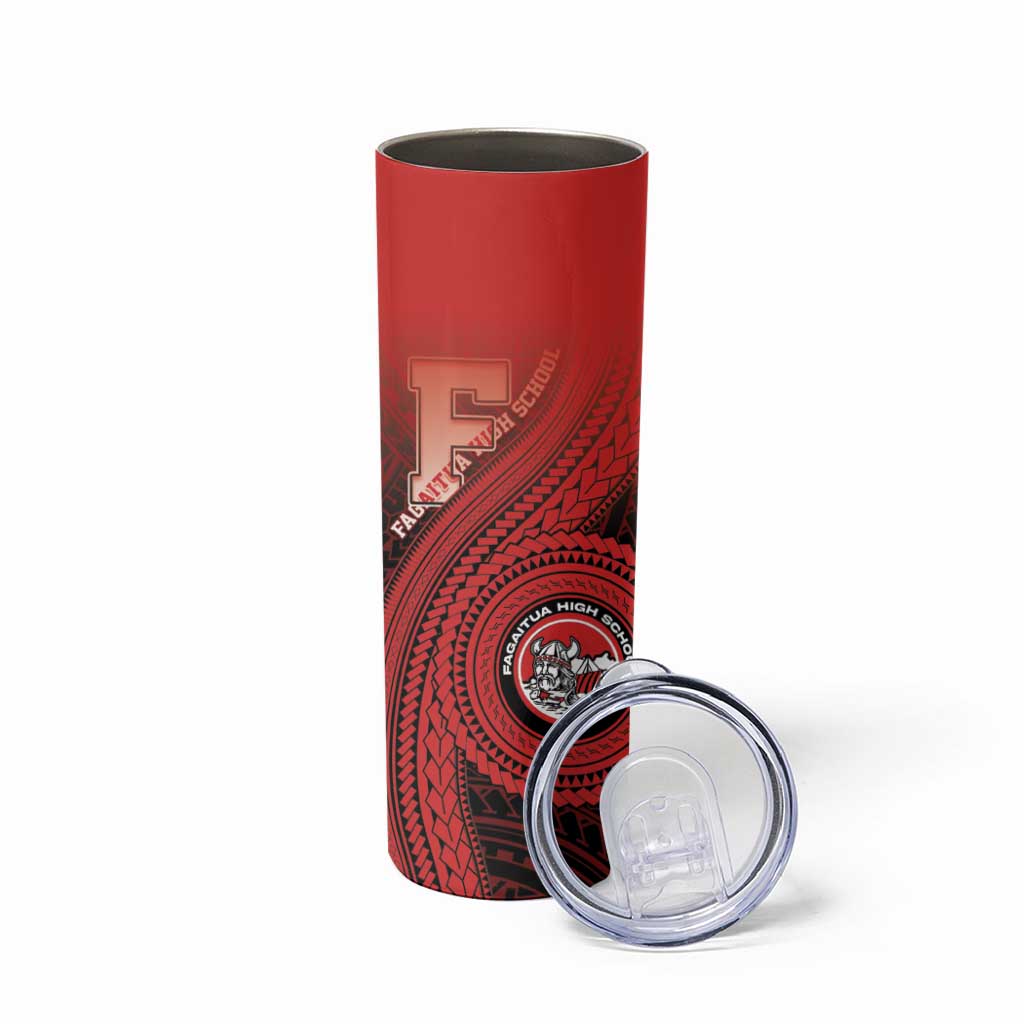 Personalized Fagaitua High School Skinny Tumbler Polynesian Tribal Pattern