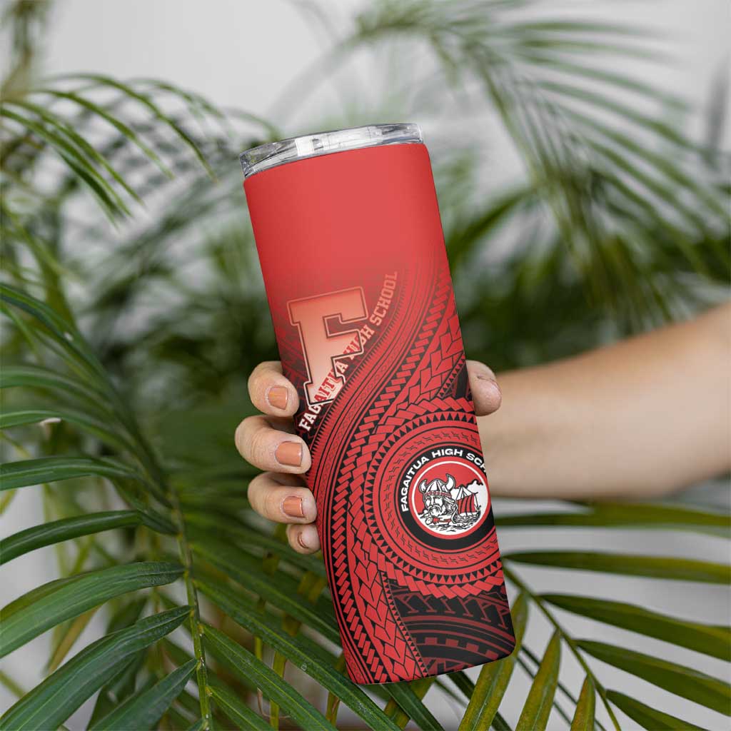 Personalized Fagaitua High School Skinny Tumbler Polynesian Tribal Pattern