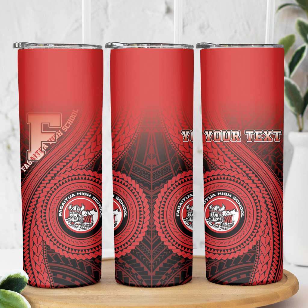 Personalized Fagaitua High School Skinny Tumbler Polynesian Tribal Pattern