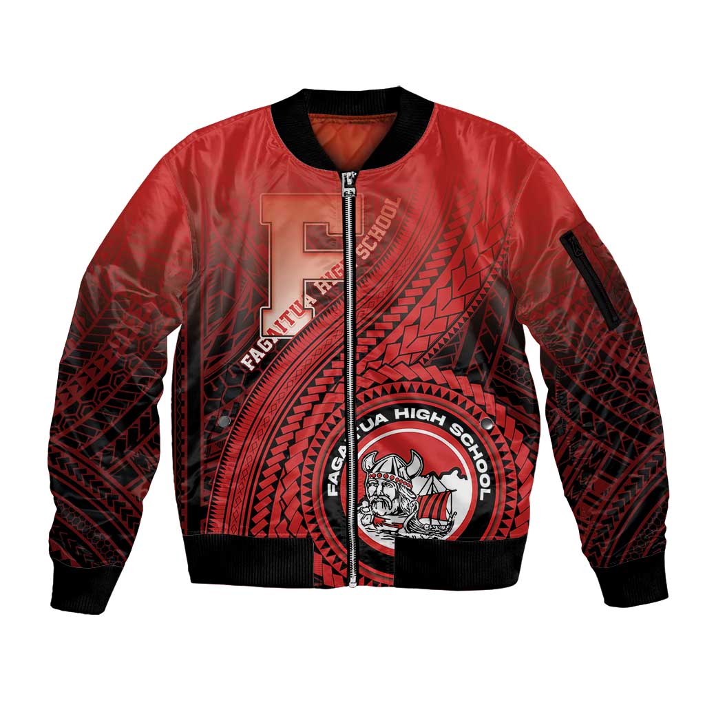 Personalized Fagaitua High School Sleeve Zip Bomber Jacket Polynesian Tribal Pattern