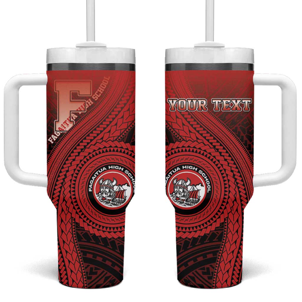 Personalized Fagaitua High School Tumbler With Handle Polynesian Tribal Pattern