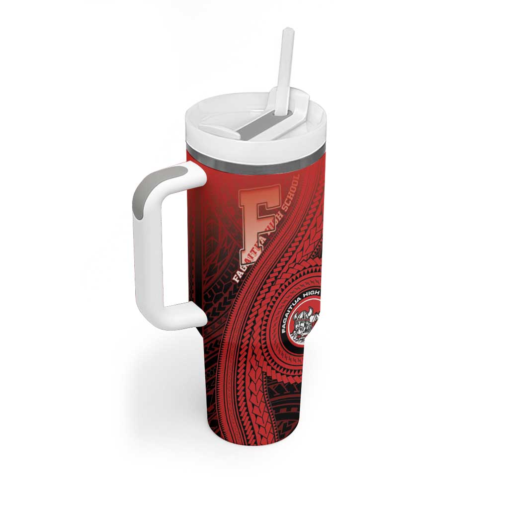 Personalized Fagaitua High School Tumbler With Handle Polynesian Tribal Pattern