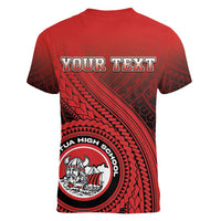 Personalized Fagaitua High School Women V-Neck T-Shirt Polynesian Tribal Pattern