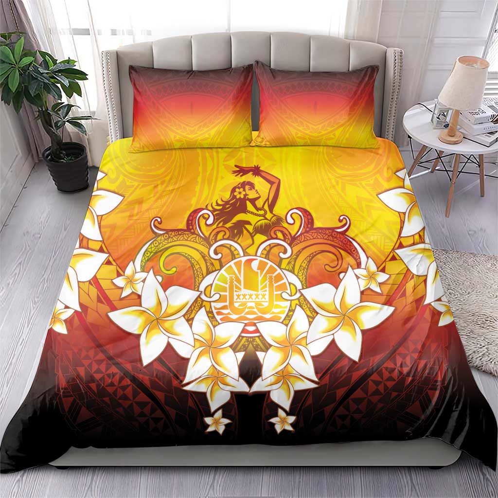 Tahiti Heiva Festival Bedding Set Tahitian Vahine Plumeria Flowers