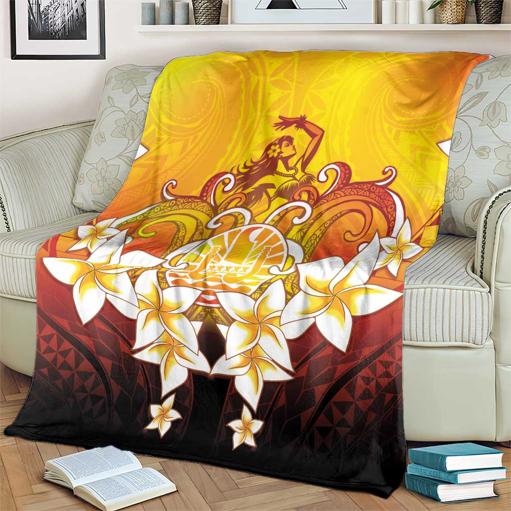 Tahiti Heiva Festival Blanket Tahitian Vahine Plumeria Flowers