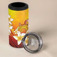 Tahiti Heiva Festival 4 in 1 Can Cooler Tumbler Tahitian Vahine Plumeria Flowers