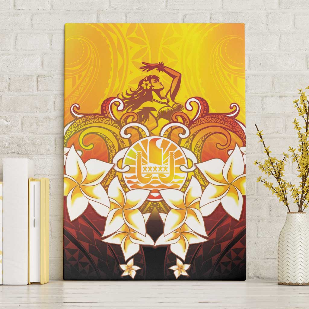 Tahiti Heiva Festival Canvas Wall Art Tahitian Vahine Plumeria Flowers