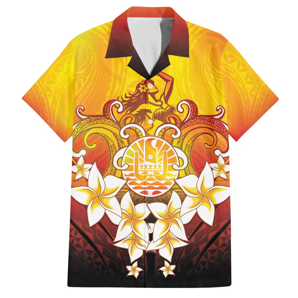 Tahiti Heiva Festival Family Matching Summer Maxi Dress and Hawaiian Shirt Tahitian Vahine Plumeria Flowers