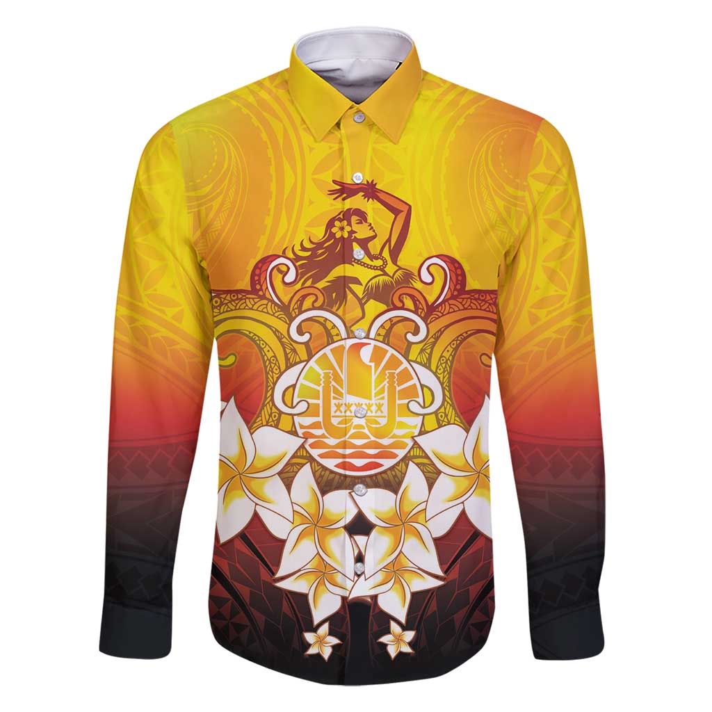 Tahiti Heiva Festival Family Matching Summer Maxi Dress and Hawaiian Shirt Tahitian Vahine Plumeria Flowers