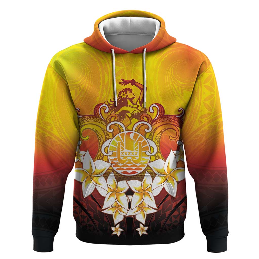 Tahiti Heiva Festival Hoodie Tahitian Vahine Plumeria Flowers
