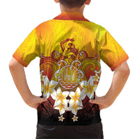 Tahiti Heiva Festival Kid Hawaiian Shirt Tahitian Vahine Plumeria Flowers