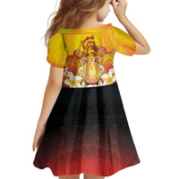 Tahiti Heiva Festival Kid Short Sleeve Dress Tahitian Vahine Plumeria Flowers