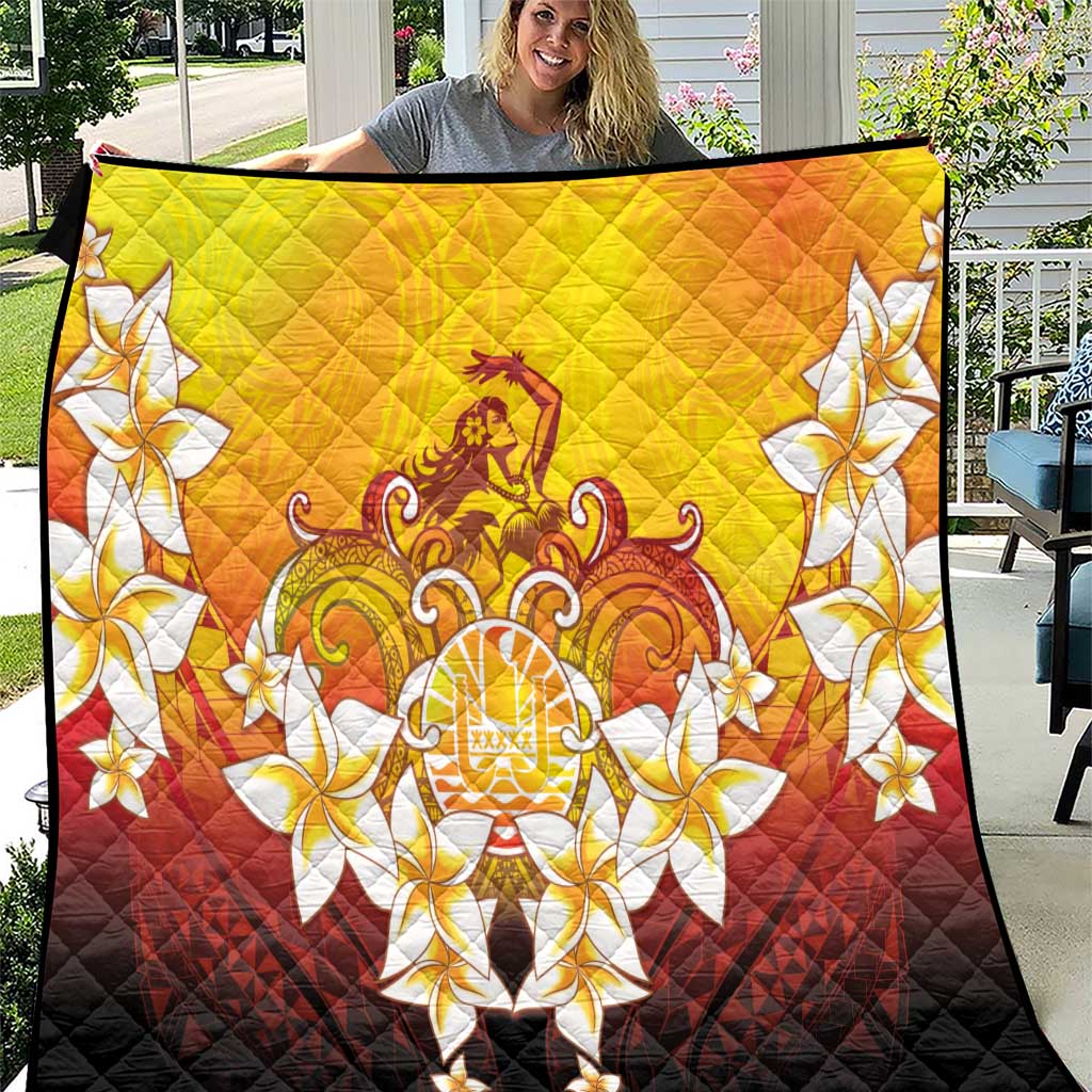 Tahiti Heiva Festival Quilt Tahitian Vahine Plumeria Flowers